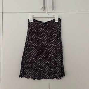 Brandy Melville Black and White Floral A-Line Skirt